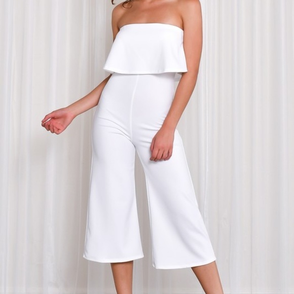strapless ruffle jumpsuit